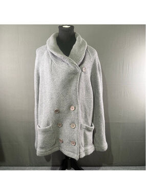 VTG Lacoste Cardigan Women L Knit Wool Double Breasted Old Money Academia Grey